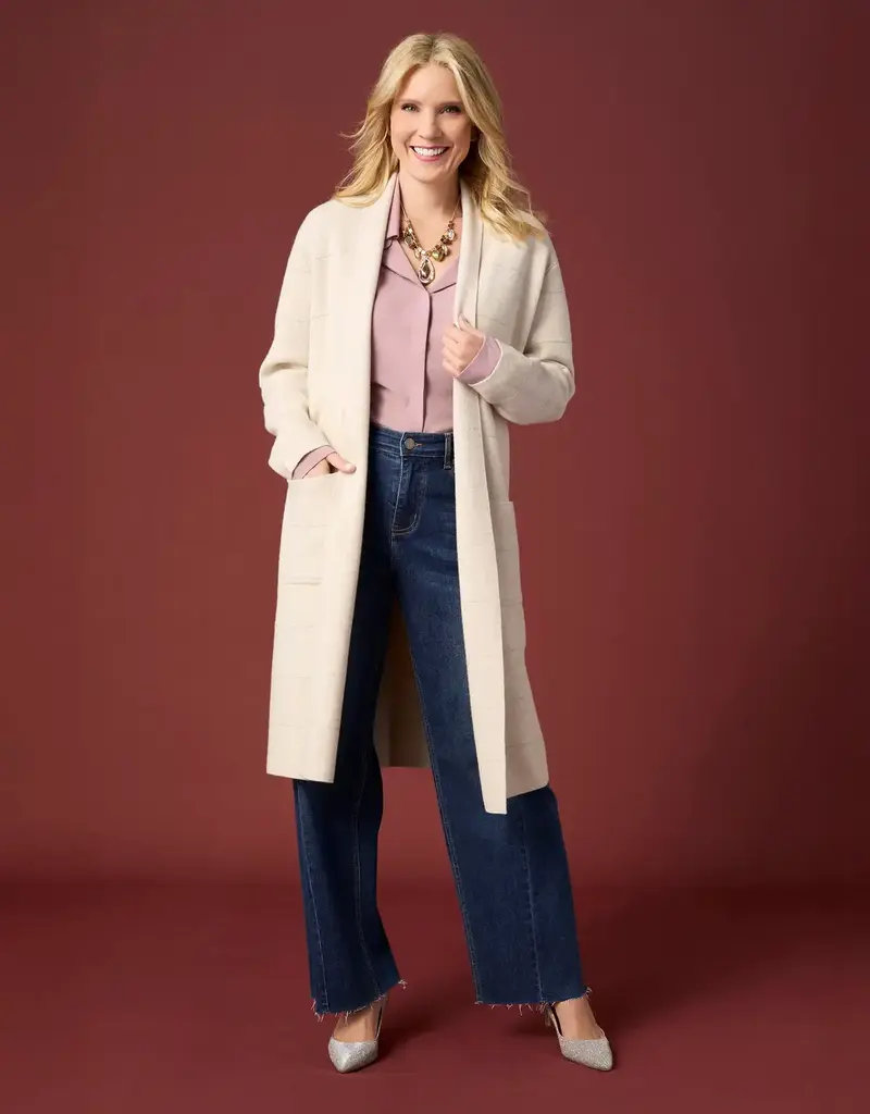 Heavenly-Luxe Metallic Stripe Duster Cardigan