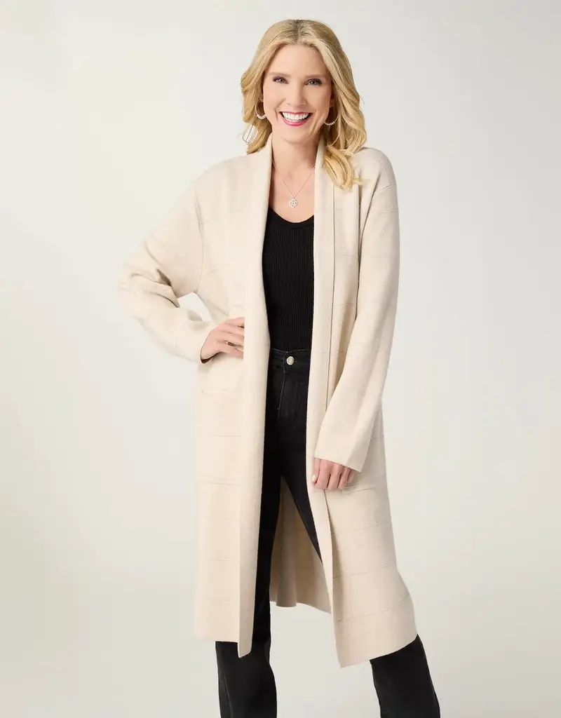 Heavenly-Luxe Metallic Stripe Duster Cardigan