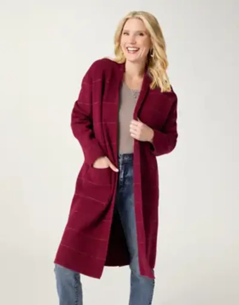 Heavenly-Luxe Metallic Stripe Duster Cardigan