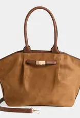 Zelina Faux Suede Tote + Crossbody - Cognac