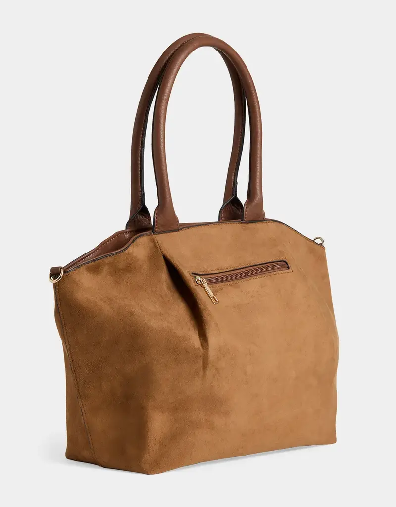 Zelina Faux Suede Tote + Crossbody - Cognac