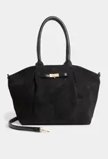 Zelina Faux Suede Tote + Crossbody - Black