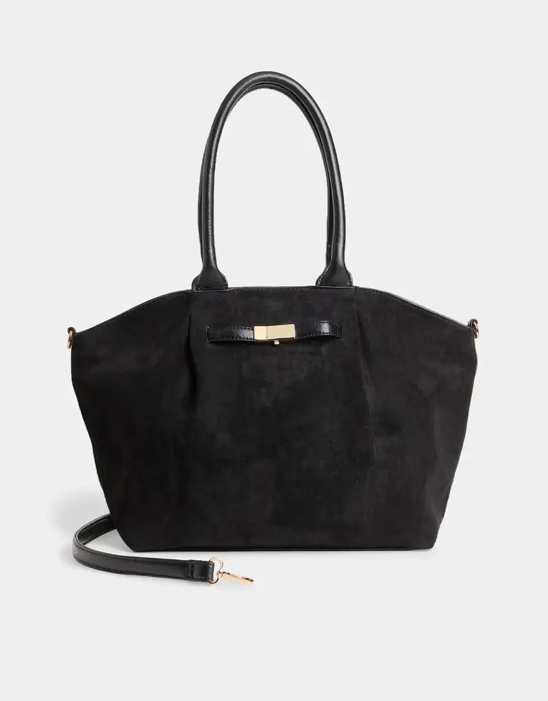 Zelina Faux Suede Tote + Crossbody - Black