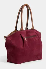 Zelina Faux Suede Tote + Crossbody - Merlot