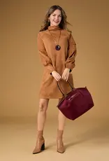 Zelina Faux Suede Tote + Crossbody - Merlot