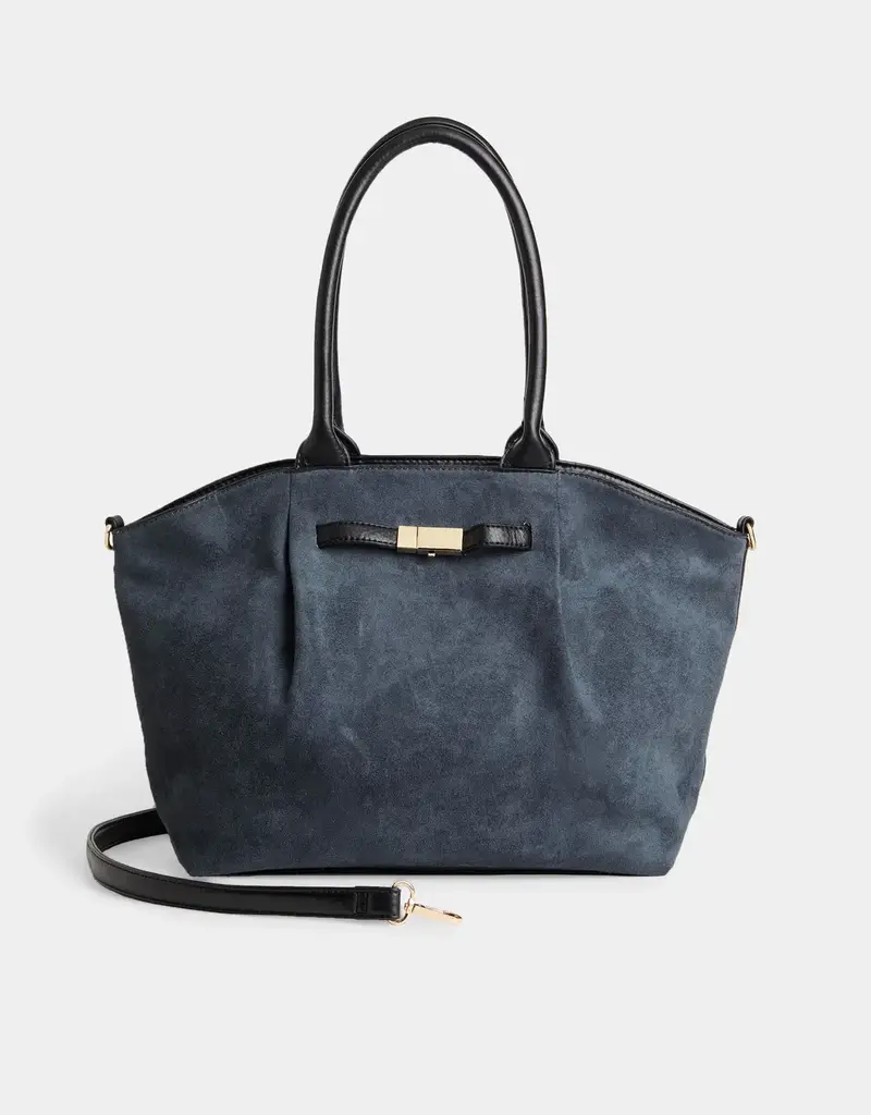 Zelina Faux Suede Tote + Crossbody - Prussion
