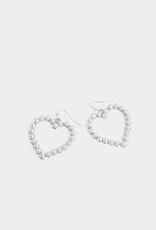 Adorned In Pearls Heart Earrings - Silver