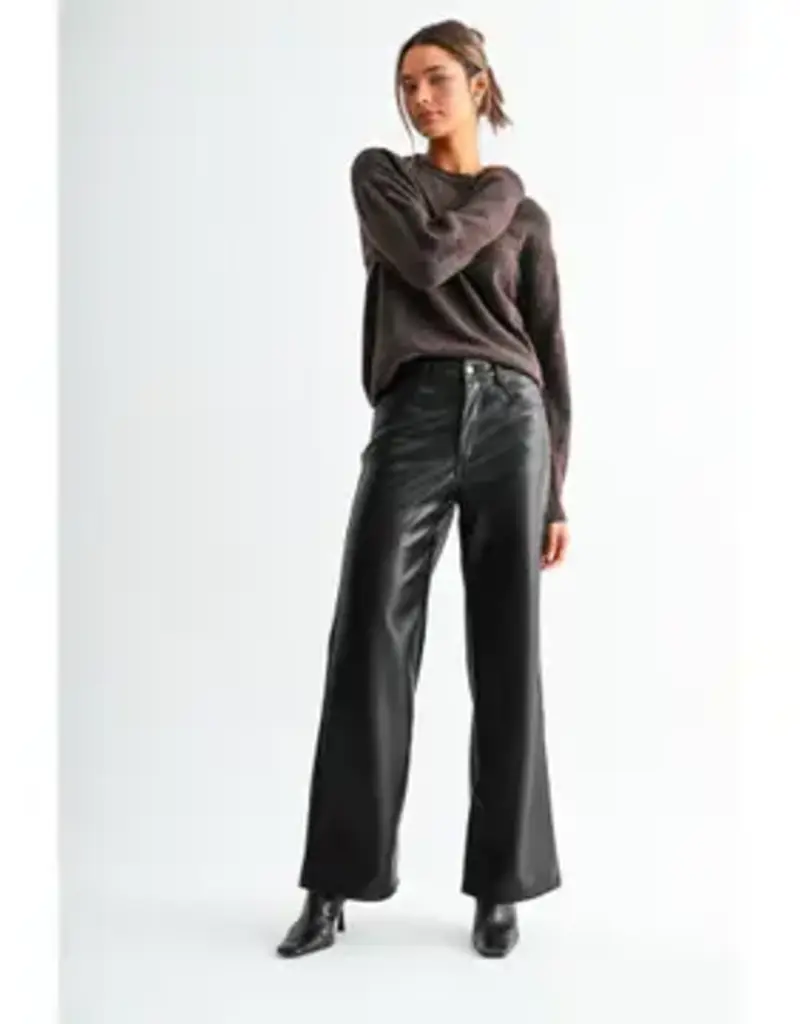 High-Rise Wide Leg Faux Leather Pants