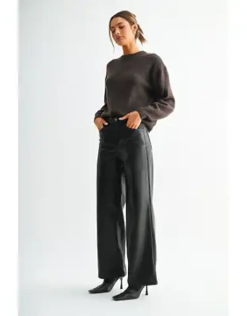 High-Rise Wide Leg Faux Leather Pants