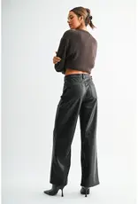 High-Rise Wide Leg Faux Leather Pants