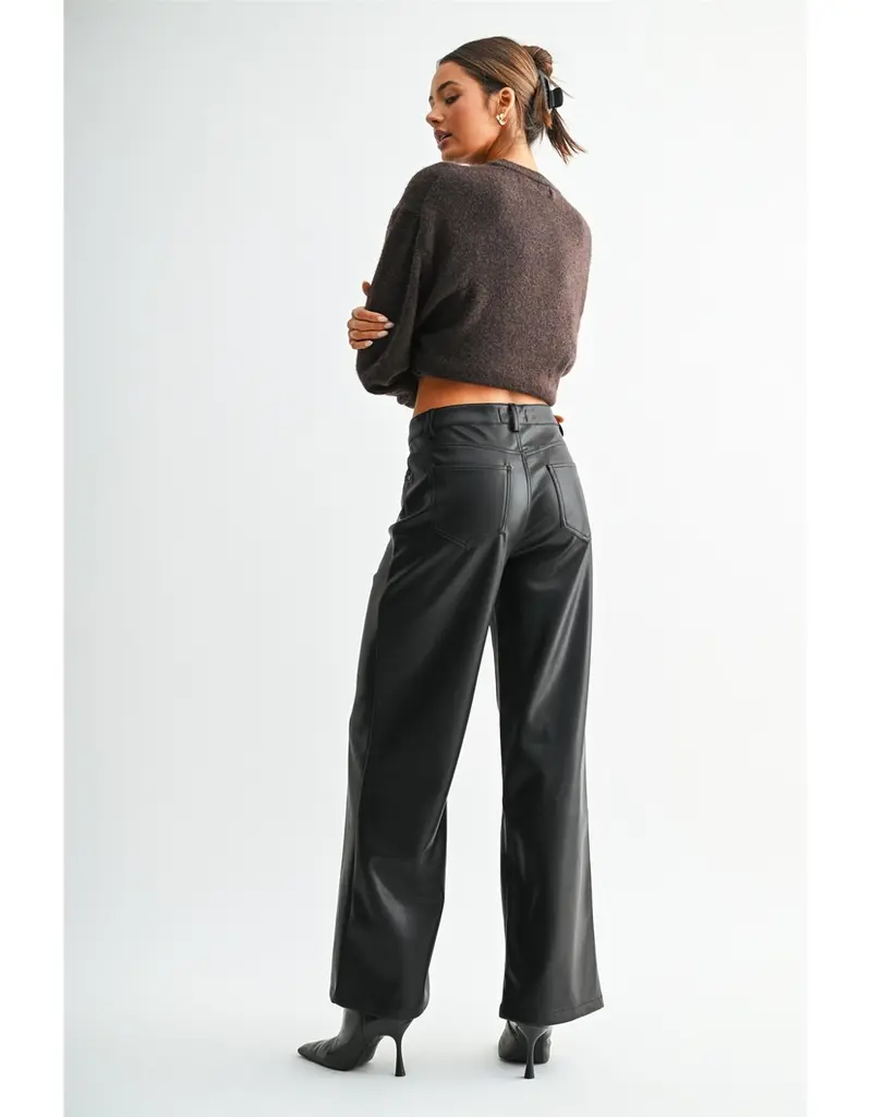 High-Rise Wide Leg Faux Leather Pants