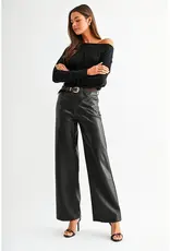 High-Rise Wide Leg Faux Leather Pants
