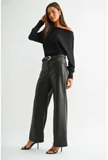 High-Rise Wide Leg Faux Leather Pants