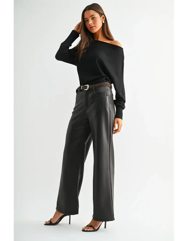 High-Rise Wide Leg Faux Leather Pants