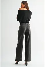 High-Rise Wide Leg Faux Leather Pants