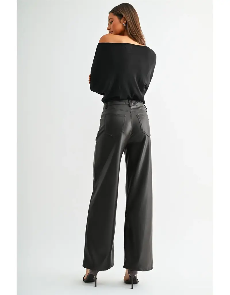 High-Rise Wide Leg Faux Leather Pants