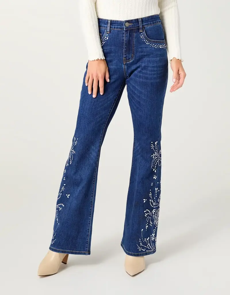 Bambu Soft Flare with Rhinestone Design Jean