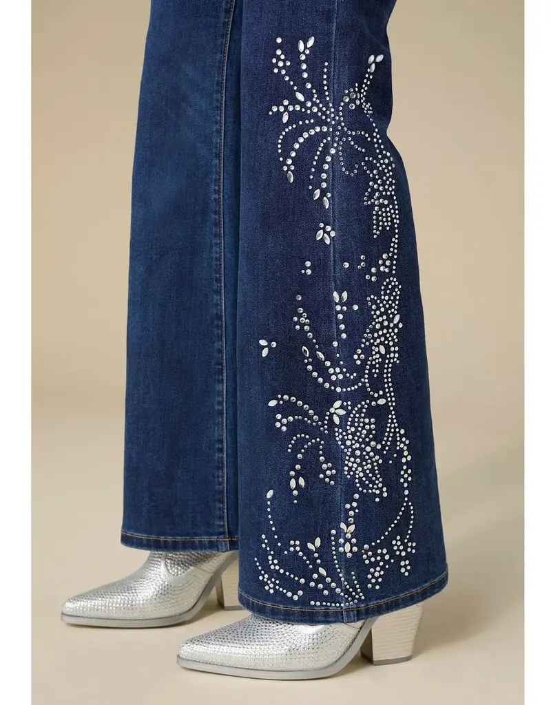 Bambu Soft Flare with Rhinestone Design Jean