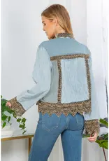 Boho Western Lace Trim Denim Top