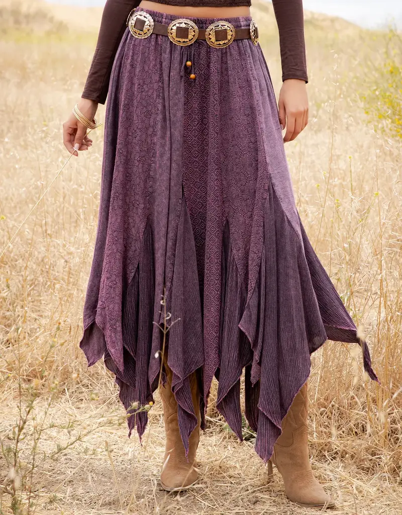 Boho Handkerchief Hem Patchwork Maxi Skirt