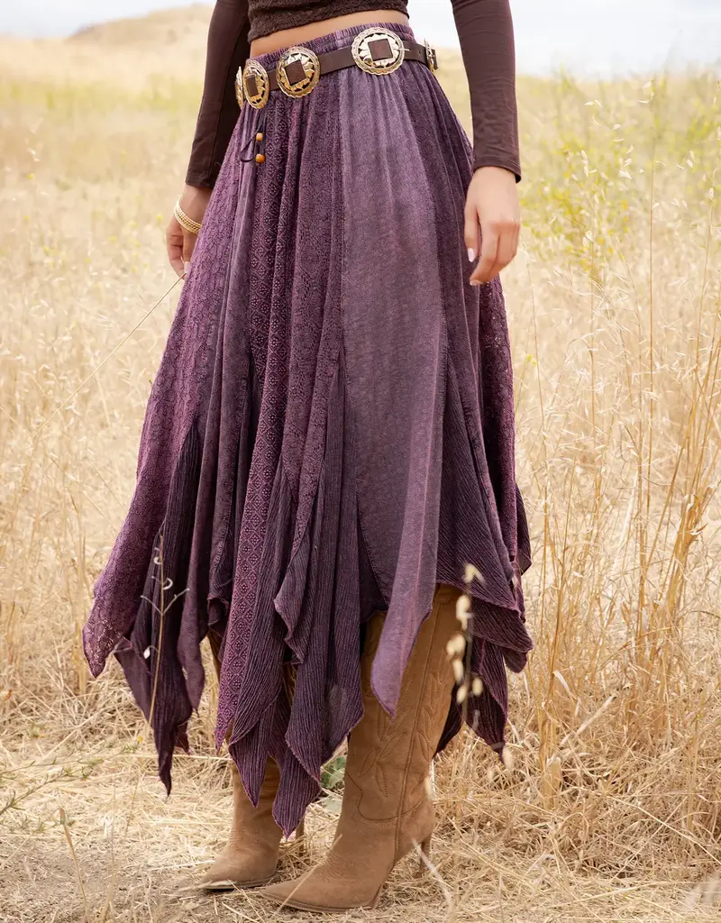 Boho Handkerchief Hem Patchwork Maxi Skirt
