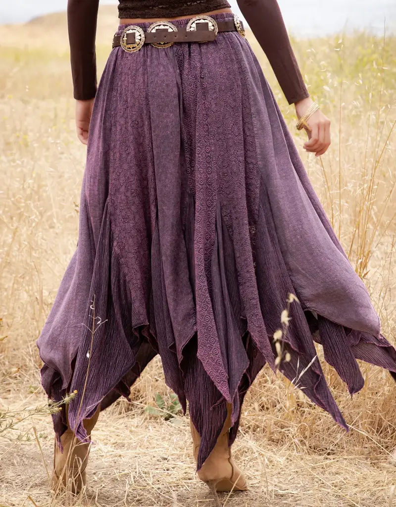 Boho Handkerchief Hem Patchwork Maxi Skirt