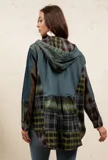 Boho Denim &  Patchwork Hoodie Tunic Top