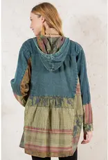 Boho Chic Hooded High Low Patchwork Top