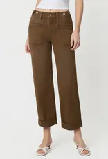 FM Tabbed Waistband Cuffed Slim Wide Jeans