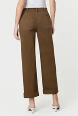 FM Tabbed Waistband Cuffed Slim Wide Jeans