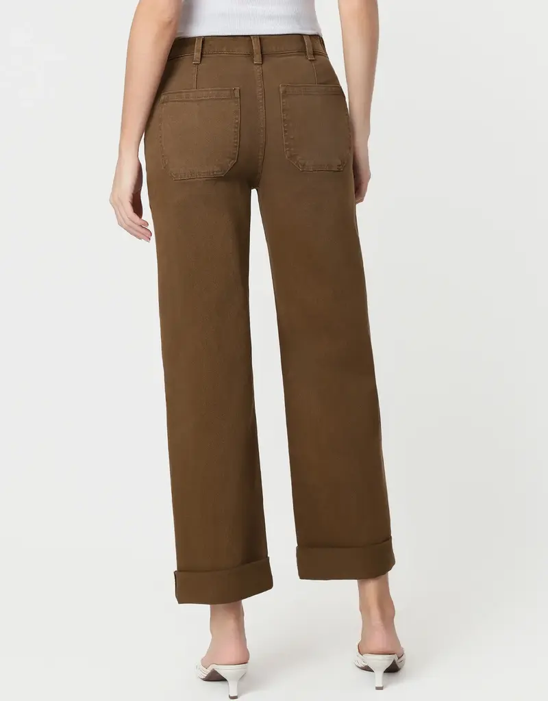 FM Tabbed Waistband Cuffed Slim Wide Jeans