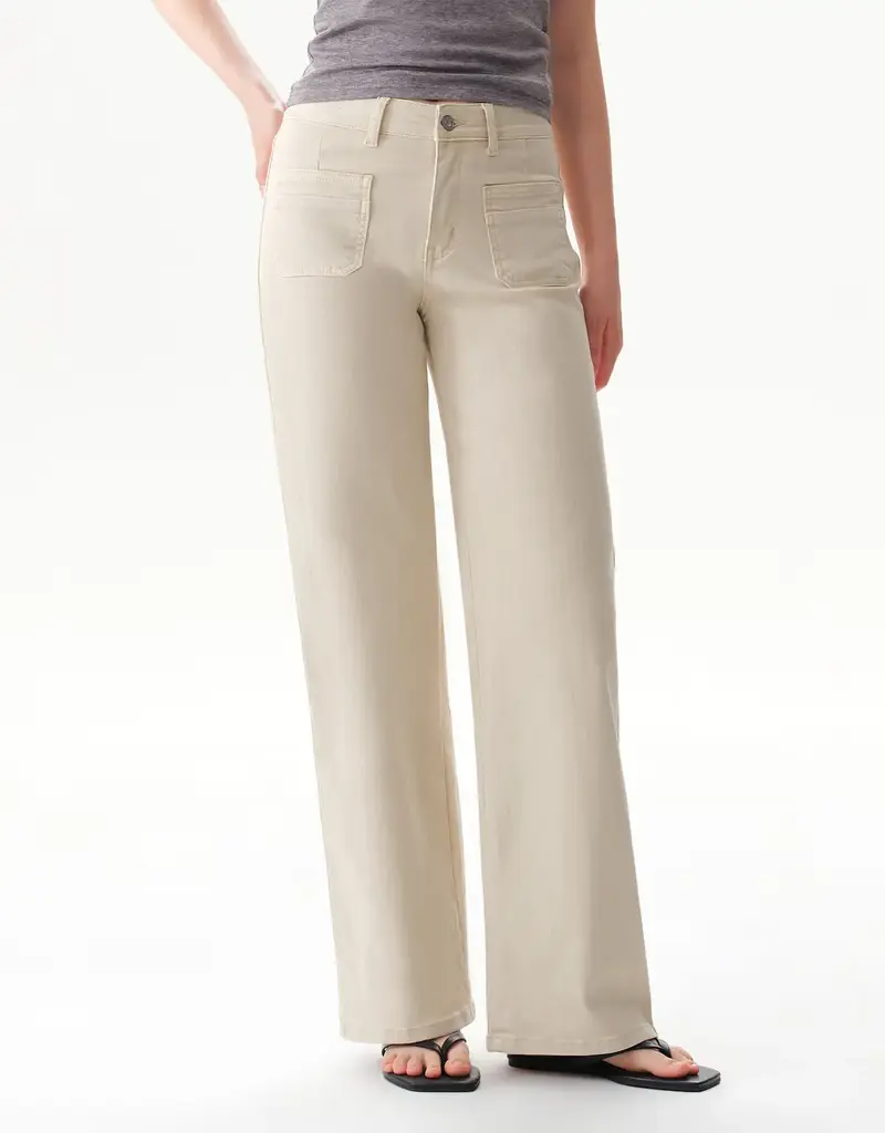 Mid Rise Straight Pant with Front Patch Pockets