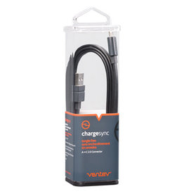 Ventev Lightning Charge/Sync Metallic Cable 4ft Black