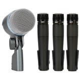 Shure Drum microphone kit. Includes (3) SM57 microphones, (1) BETA52A