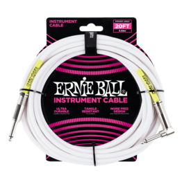 Ernie Ball 20' STRAIGHT / ANGLE INSTRUMENT CABLE - WHITE