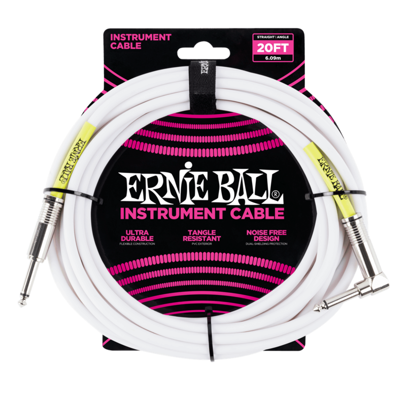 Ernie Ball 20FT STRAIGHT / ANGLE INSTRUMENT CABLE - WHITE