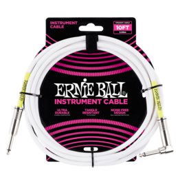 Ernie Ball 10FT STRAIGHT / ANGLE INSTRUMENT CABLE - WHITE