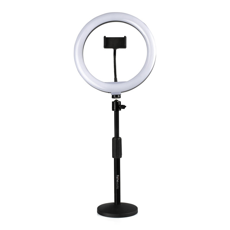 Desktop Roundbased Stand w/ Ring Light & Phone Holder