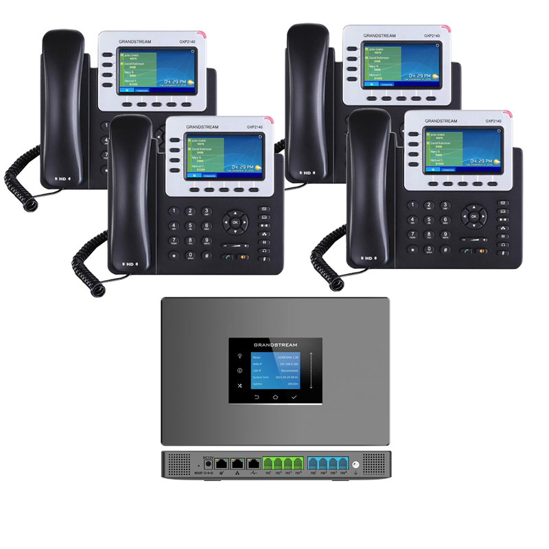 4-Line CO/IP Voip Phone Sys  w/ 4 IP Phones & POE+ Switch