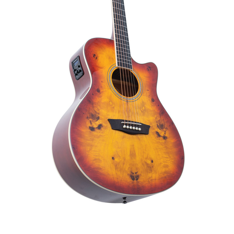 Deep Forest Burl Grand Auditorium Elec/Acoustic Guitar - Amber Fade