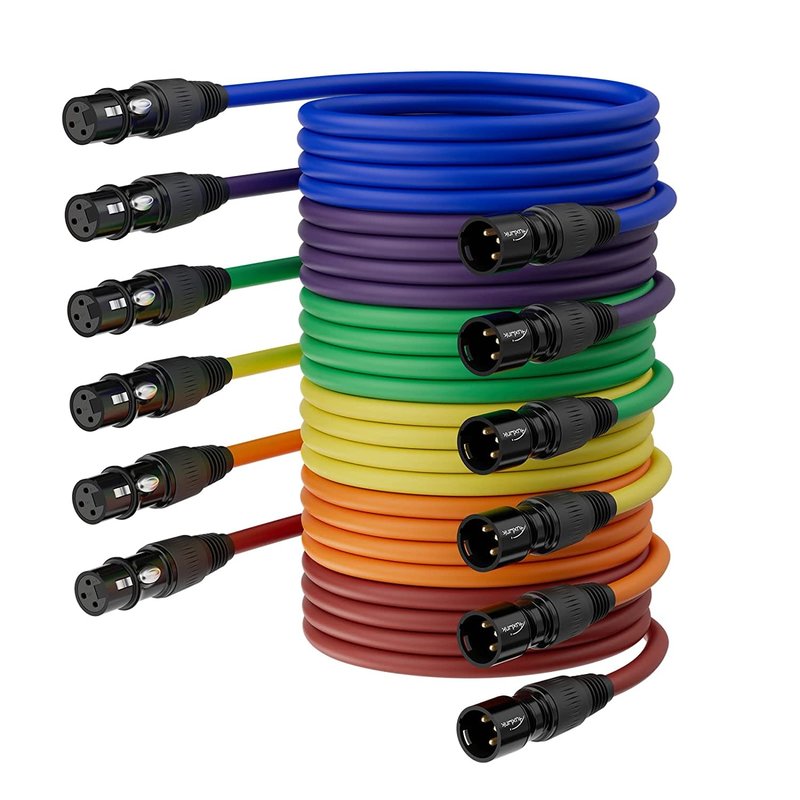 15ft Mic Cable Neutrik Style (Multi-Colored 6 Pack)