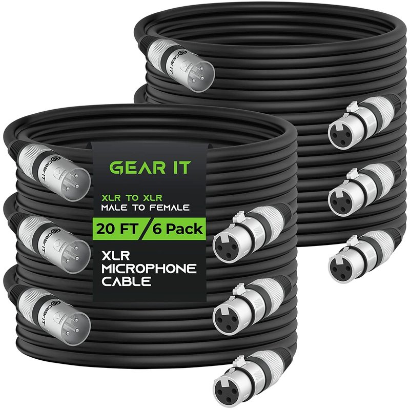 Generic 20ft Mic Cable Neutrik Style (6 Pack - Black)