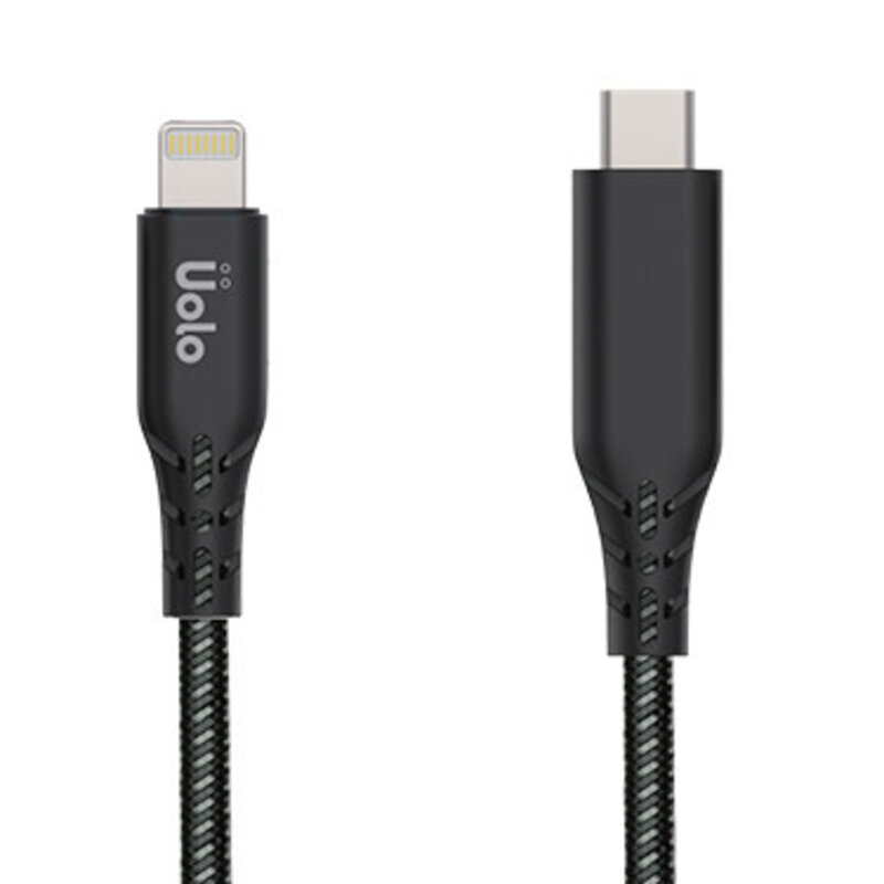 Link 2m Braided USB C to Lightning Charge & Sync Cable, Black/Grey