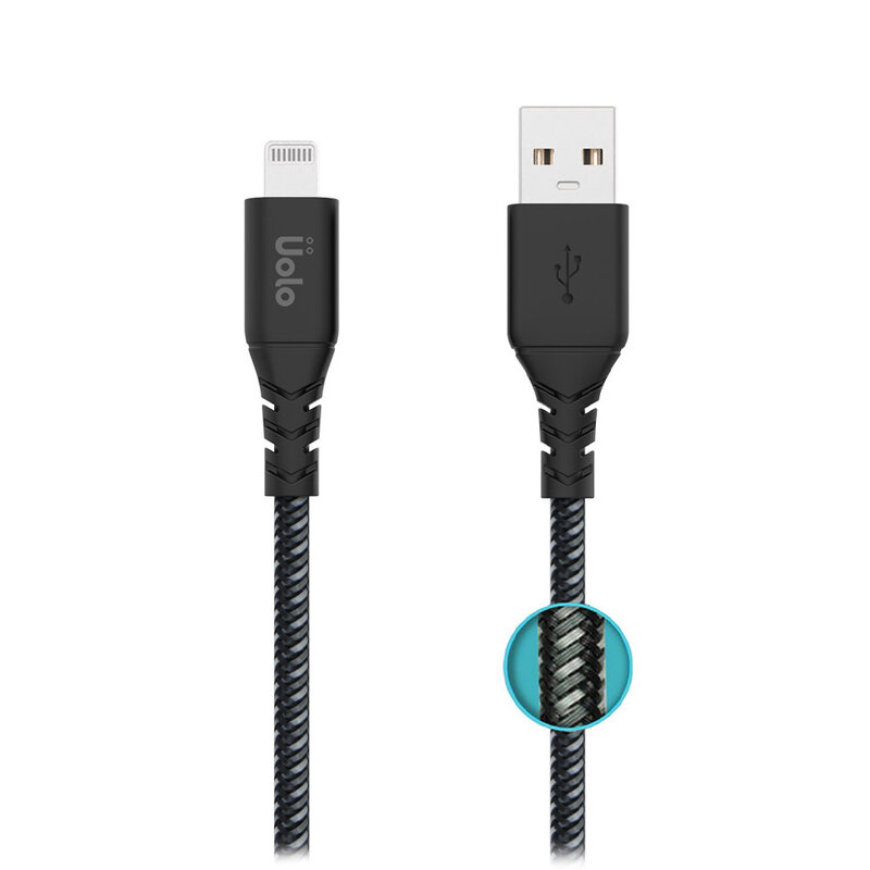 Link 2m Braided Lightning to USB A Charge & Sync Cable, Black