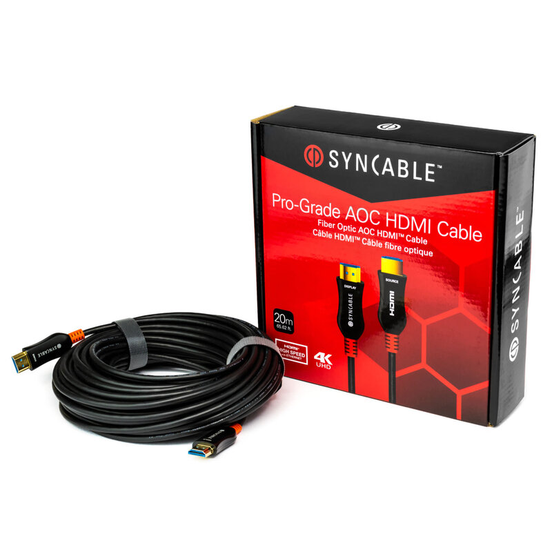 SynCable HDMI 2.0 Active Optical Cable – 4K @60Hz 18 Gb/s - FT4 – 20m  (65ft)