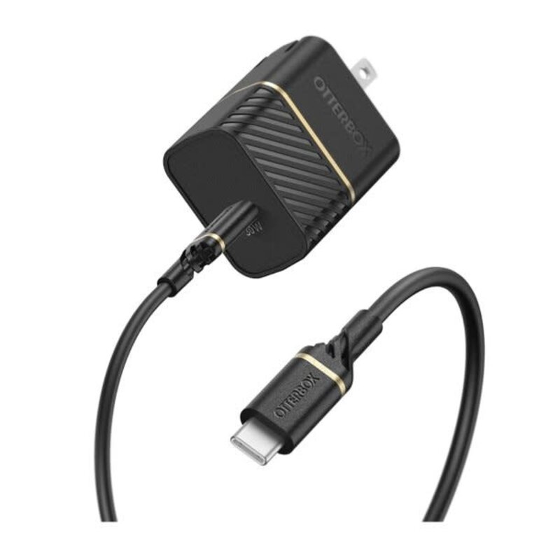30W Black 100cm USB-C PD GaN Wall Charger w/ USB-C to USB-C