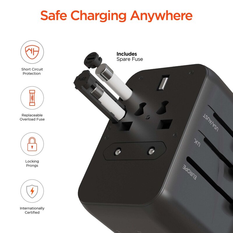 World Charge Universal Travel Adapter with USB