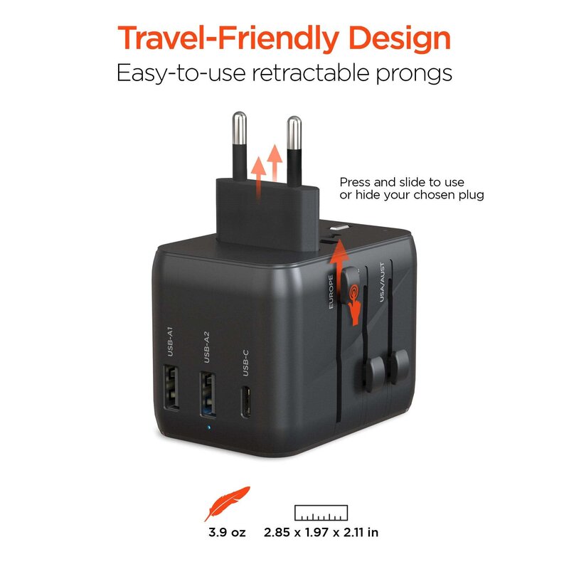World Charge Universal Travel Adapter with USB