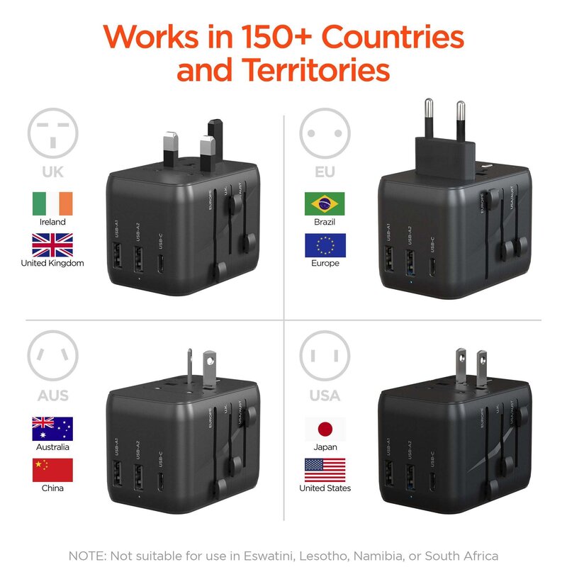 World Charge Universal Travel Adapter with USB