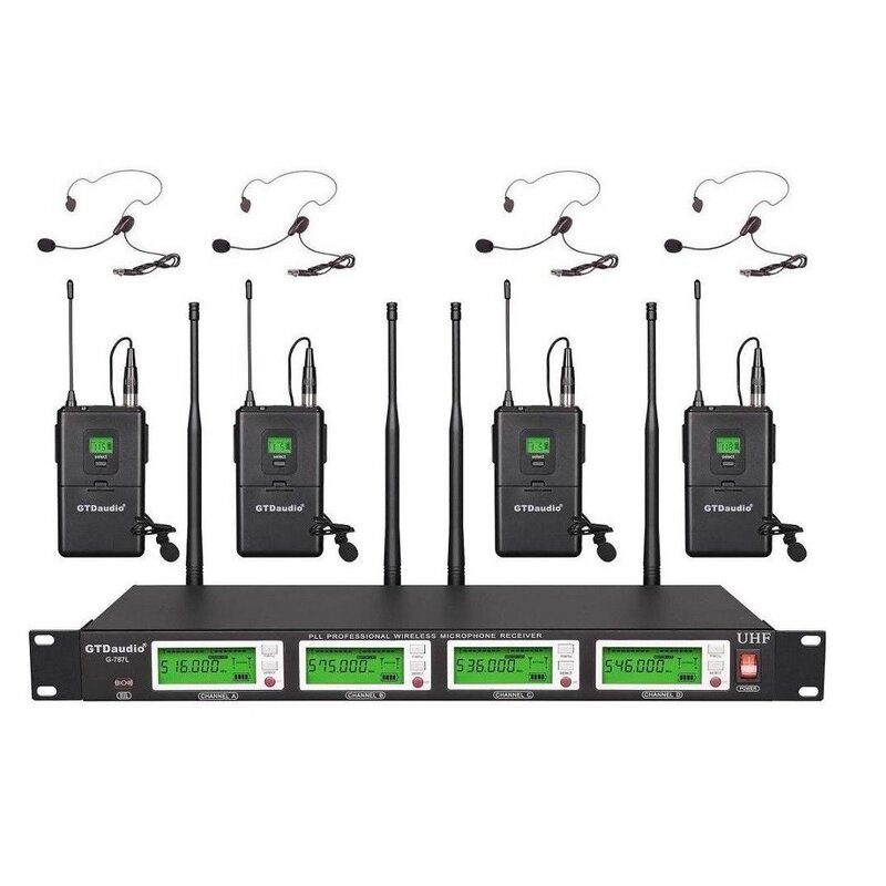 G-787L GTD Audio 4 Ch UHF Diversity Wireless Headset/ Lapel Microphone Kit